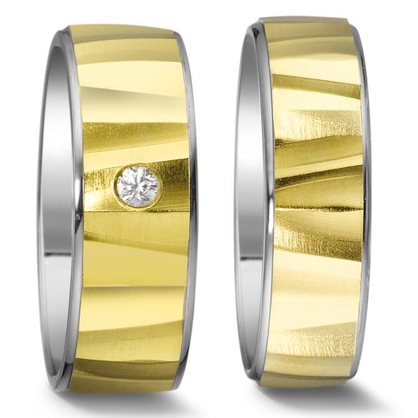 Weidner Trauringe Weiss-Gelbgold 62154 + 72154